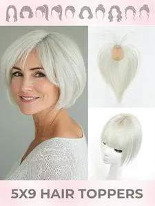 Real Hair Wig Clips, Premium Human Hair, Straight Lace Base Design, Comfortable & Easy Wear, Suitable for Baldness, Thin Hair, Ponytail or Bun Styles