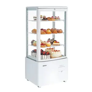 VEVOR Refrigerated Display Case, 3 Cu.Ft./85L Countertop Pastry Display Case, 3-Tier Commercial Cake Refrigerator with LED Lighting, TURBO Cooling, Frost-Free Air-Cooling, for Bakery, Dessert Shop, Tempered Glass