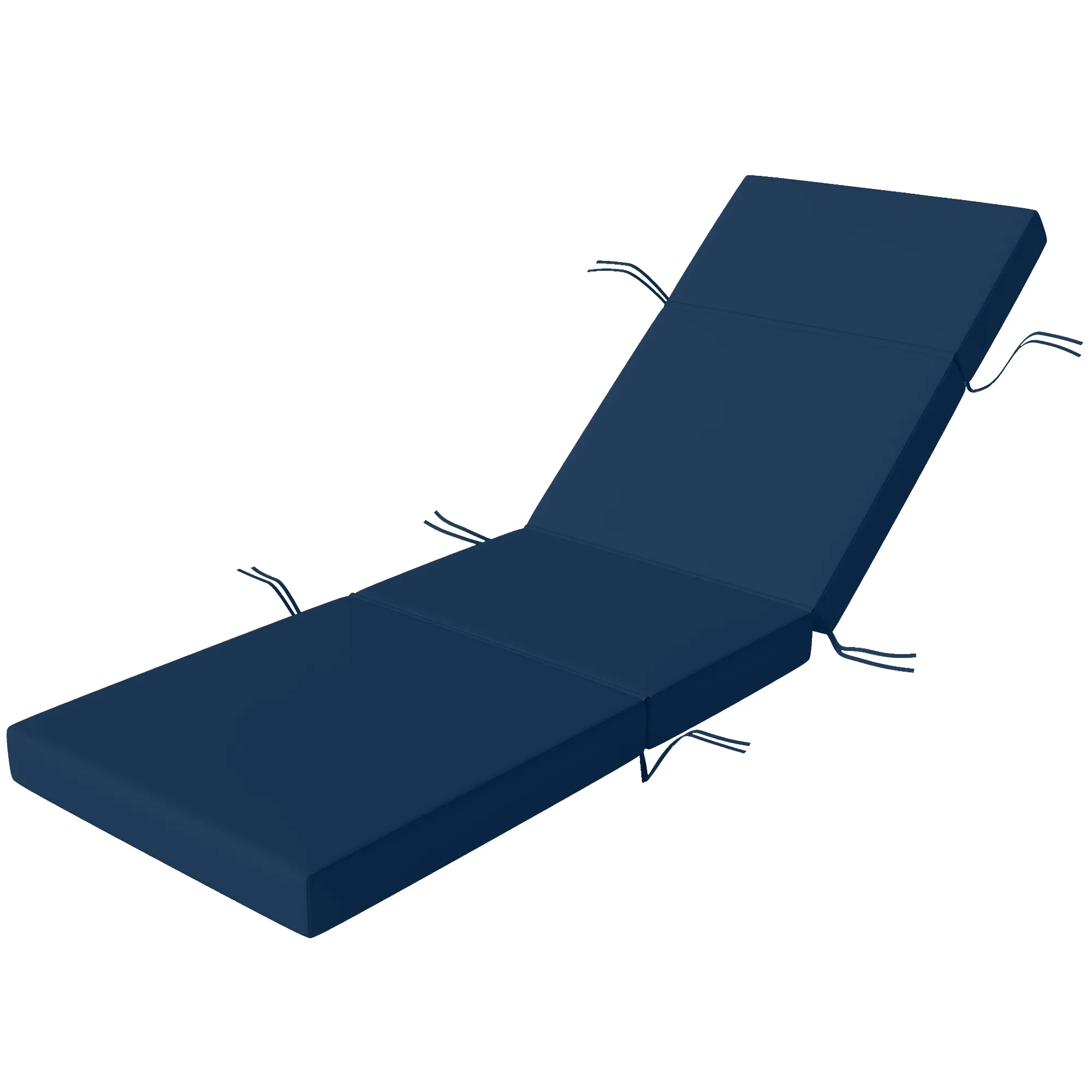 Single Navy Blue Chaise Lounge Cushion 80 Inch Long 26 Inch Wide 4 Inch Thick with Ties High Density Foam Quick Dry Reversible for Outdoor Patio Poolside Garden