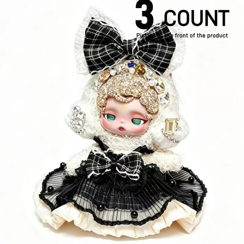 Doll Blind Box Clothes Set, Doll Accessories, Plaid Skirt 3-Piece, Fits 17cm & 14cm Dolls, Unisex, Perfect for Birthdays, Parties, Holidays