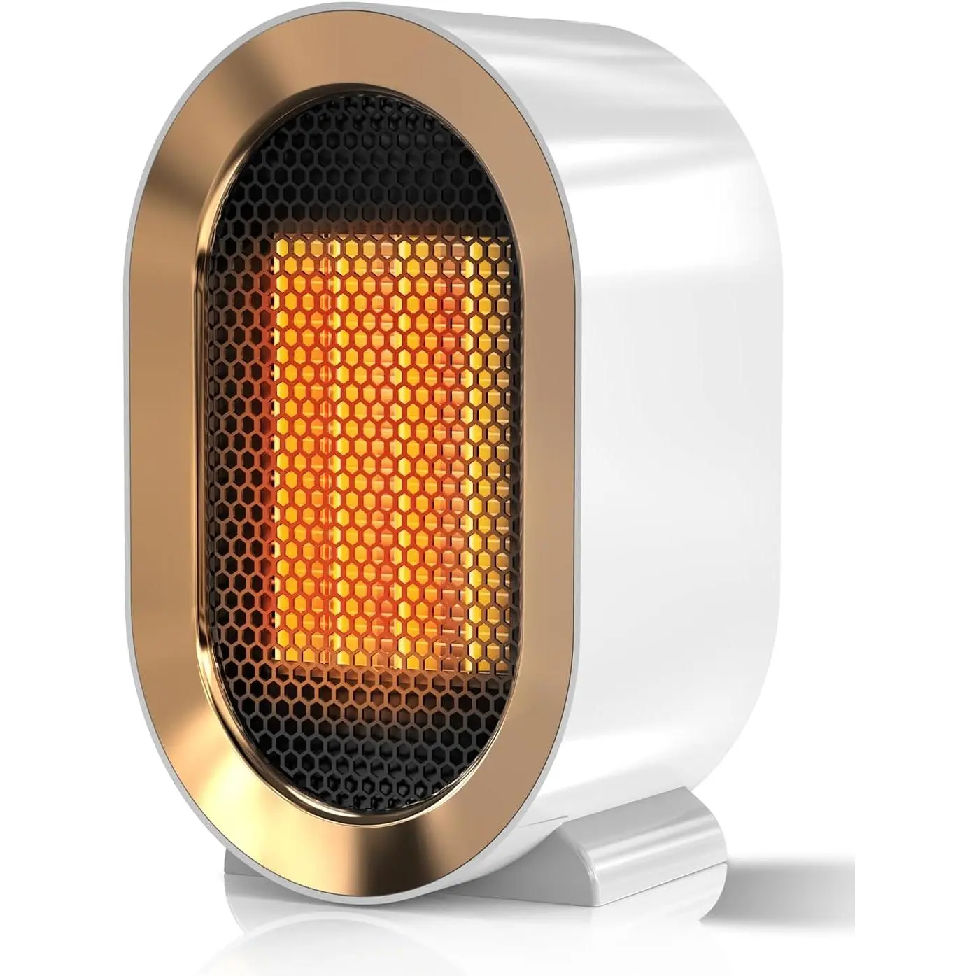 Portable Corded PTC Ceramic Space Heater - Small Footprint, Silent, Energy-Saving, Fast Heat, Standard Plug, Safety-Protected Household Appliance for Home, Office (White)