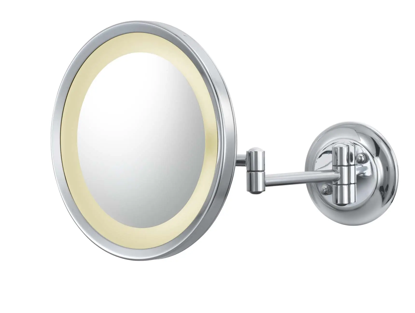 Kimball & Young 944-2-75HW Hardwired Single-Sided LED Round Arm Wall Mirror, Brushed Nickel