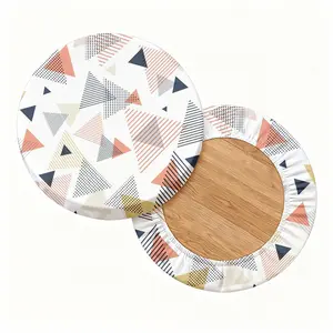 2/4/6/8PCS geometric triangle digital printing pattern universal elastic round stool cover for all seasons, elastic, suitable for bar chair covers, outdoor chairs, small round cushion covers, restaurants, cafes, etc
