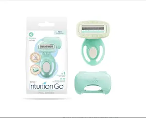 Schick Intuition Go Disposable Travel Razor for Sensitive Skin, 1 Count | Women’s Disposable Razors with Organic Aloe, Travel Razors for Women, Travel Essentials, Stocking Stuffers for Women