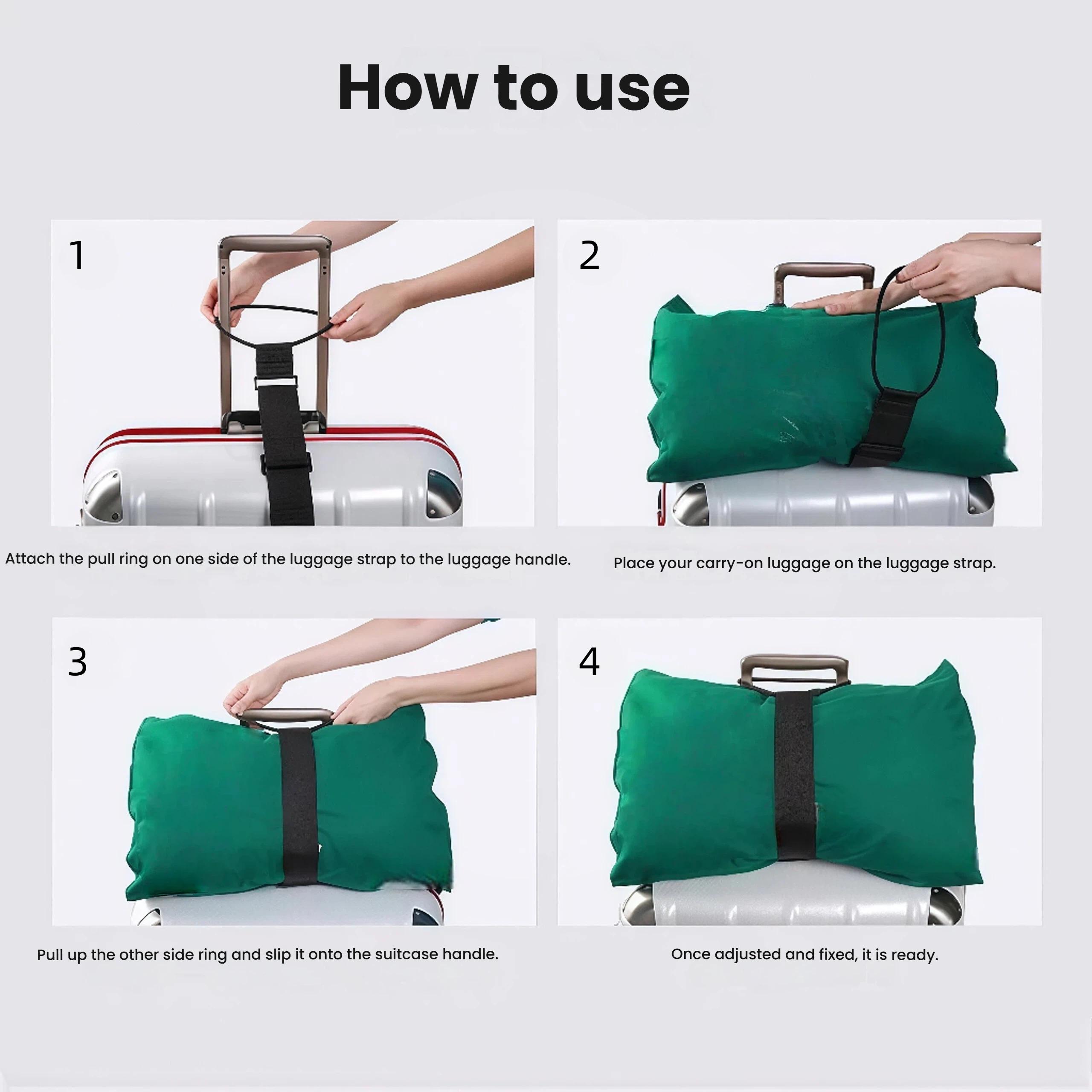 Harkapy 2-Pack Adjustable Elastic Luggage Securing Straps Heavy Duty Suitcase Bungee Strap Travel Bag Holder For Luggage Stacking Carry On Travel Accessories For Airplane Trip Business Travel Daily Use