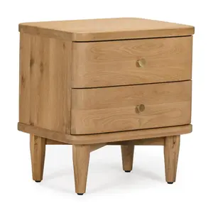360 stand Daniel Oak Wood Nightstand (Model BDM00152) - 26 in., Natural Oil Finish, Soft Edges, Indoor Furniture Side Table, Drawer-Equipped Bedside Tables, Contemporary Bedside Tables