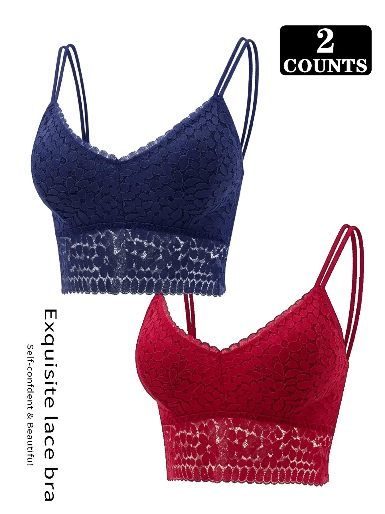 2PCS Skin-friendly Soft Lace Bralettes  Breathable & Lightweight Mesh Design, Ultimate Comfort Seamless Underwear for Women.