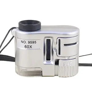 60X Handheld Magnifying Glass Mini Pocket Microscope Loupe Currency Detector Jeweler Magnifier With LED Light