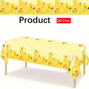 2D Flat Party Tablecloth 1pc, Beehive Animal Design, Polyester Decorative Tablecloth, Birthday Decoration, No Power Required