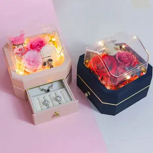 Eternal Life Rose Gift Box Night Light Small Ornament Necklace Jewelry Gift Box
