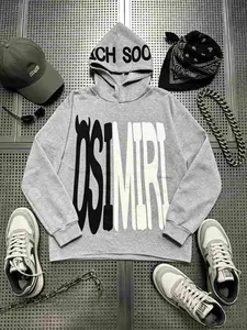 OSIMIRI Men's Winter Hip-Hop Hooded Sweatshirt - Loose-Fit, Alpha Betfoam, Y2K Streetwear, Leisure Pullover, Long-Sleeve, Stylish Christmas Gift Top