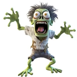 Cute Green Zombie Pattern Car Sticker, Car Decals, Waterproof Vinyl Sticker for Motorcycle Side Panels, Fuel Tanks, Body, Scooters, Car Windows, Great for Masking Car Scratches