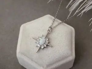 925 Sterling Silver North Star Pendant Necklace for Women