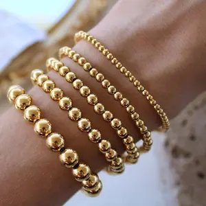 US-FASHION - MHS.SUN Trend Stretch Stainless Steel Bracelets Gold Sliver Color 2MM 5MM 8MM Stacked Ball Beaded Bracelet For Women Men Jewelry