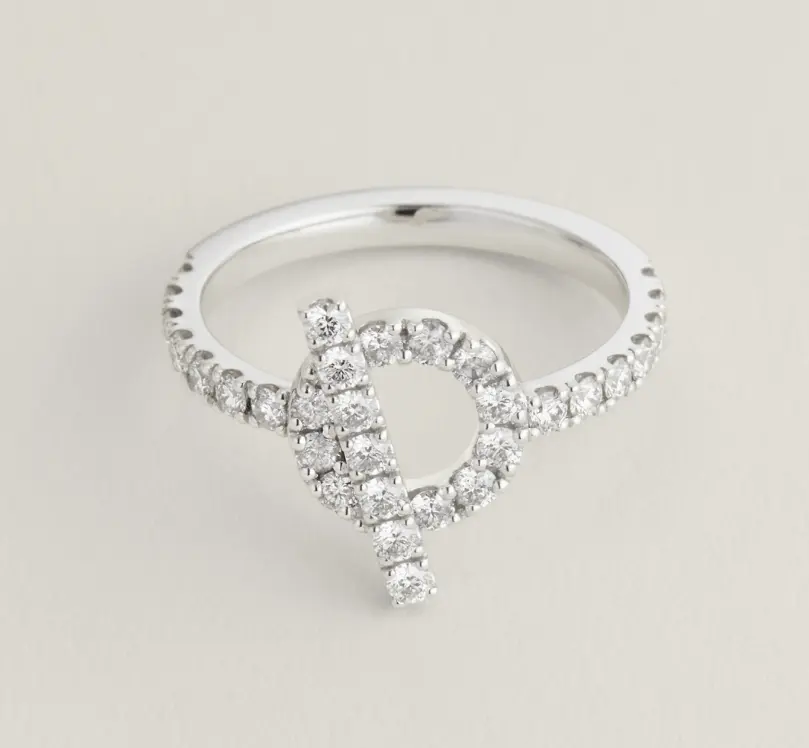 Pre-owned Hermes Finesse ring，white gold，dias paved
