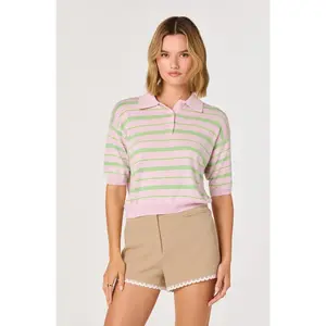 Scottie Striped Knit Polo Sweater