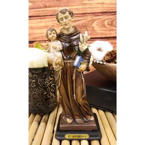 Ebros Gift Catholic Church Saint Anthony of Padua Carrying Baby Jesus and Lily Flowers Statue 8.25" Tall