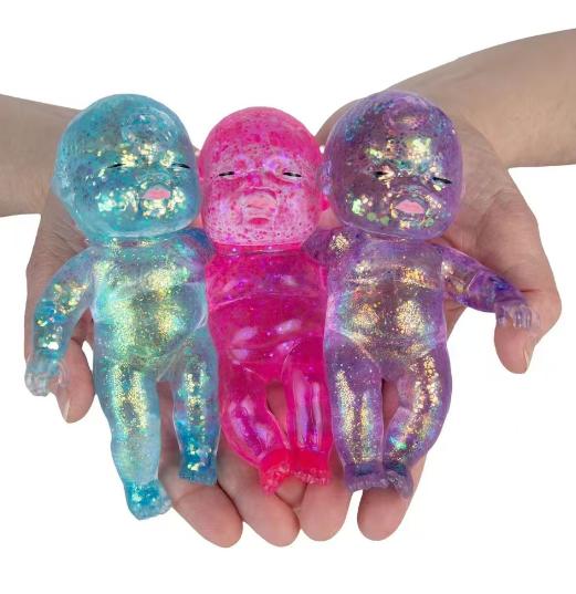 Curiosities Sugar Swaps Jumbo Baby Squishy Toy,Slow Rising Glitter Squeeze Toy for Stress Relief, SoftSensory Fidget Toy for Kids & Adults, Cute StretchyCollectible Squishies