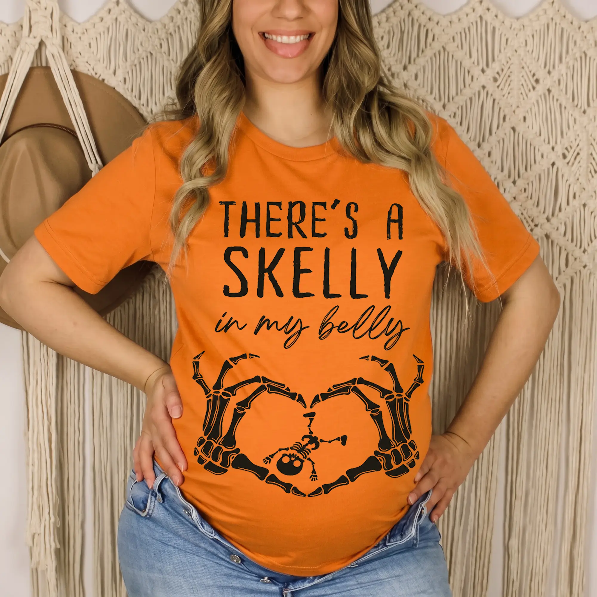 There's a Skelly in my Belly Shirt, Skeleton Pregnant Sweatshirt, Skeleton Halloween Maternity Shirt, New Baby Boy, Pregnancy Announcement Tee, Maternity Tee, Pregnancy Shirt