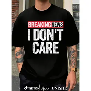 Bold Printed T-Shirt with "Breaking News I Don't Care"