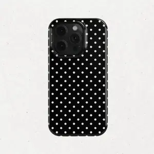Black polka dot anti - drop phone case - Aesthetic Black and White Cover For iphone17Pro max ,17. 16Pro/15/14/13/12/11.