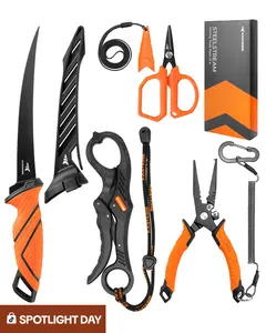 KastKing SteelStream 8PC Fishing Tool Kit – Pliers, Fillet Knife, Fish Gripper, Hook Remover & Fishing Accessories