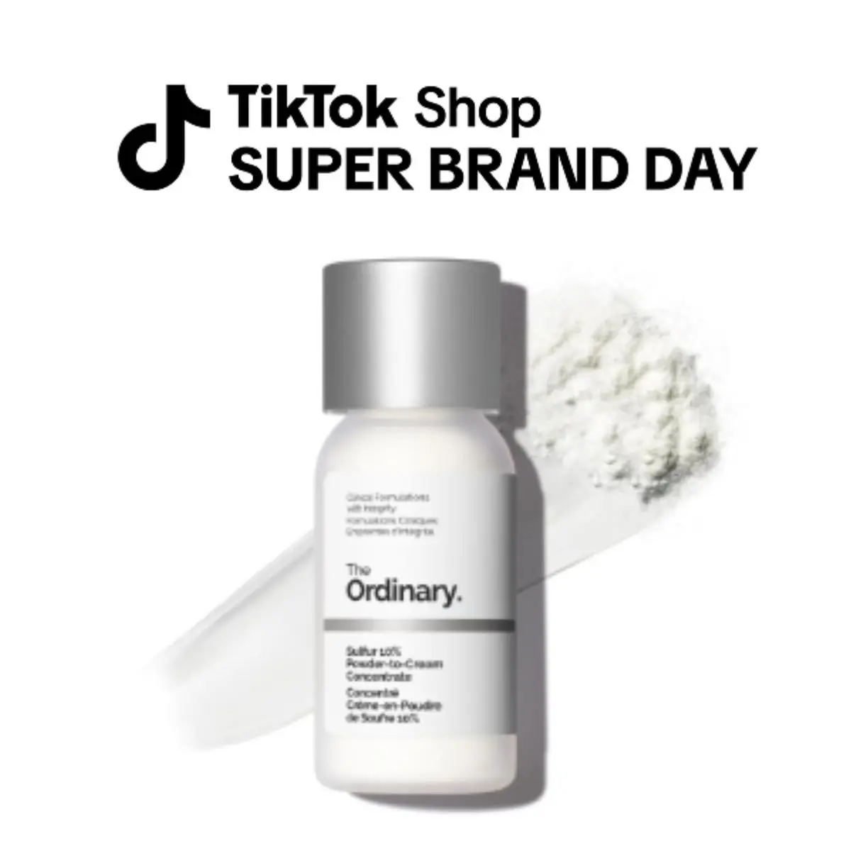 The Ordinary Sulfur 10% Powder-to-Cream Acne Spot Treatment Concentrate, Reduces Pimple Size and Zit Redness, 0.18 Oz