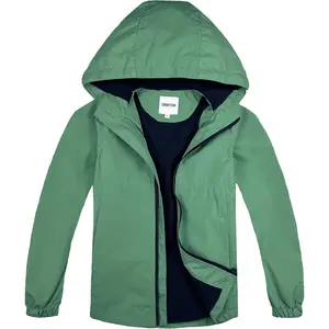 Boys Rain Jackets Lightweight Waterproof Hooded fleece Raincoats Windbreakers for Kids