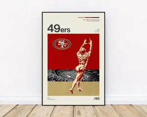 49ers Christian McCaffrey Print Retro Style Unframe Vintage Poster Football Wall Art