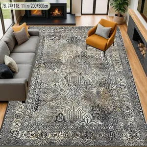 Large Warm Color Persian Carpet, Non-Slip Polyester Material, Easy to Clean, Suitable for Living Room, Bedroom, Kitchen, Indoor Outdoor Decor, Home Decorative Rug