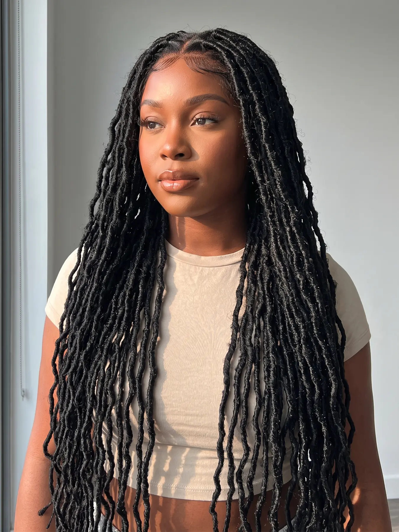 Dosay 40'' Long Dreadlock Crochet Twist Synthetic Braided Lace Wigs For Black Women Knotless Twist Braiding Hair Wigs With Baby Hair Full Lace Box Braided Wigs Beginner-friendly Handmade Distressed Faux Locs Braids Afro Passion Twist Braided Wig