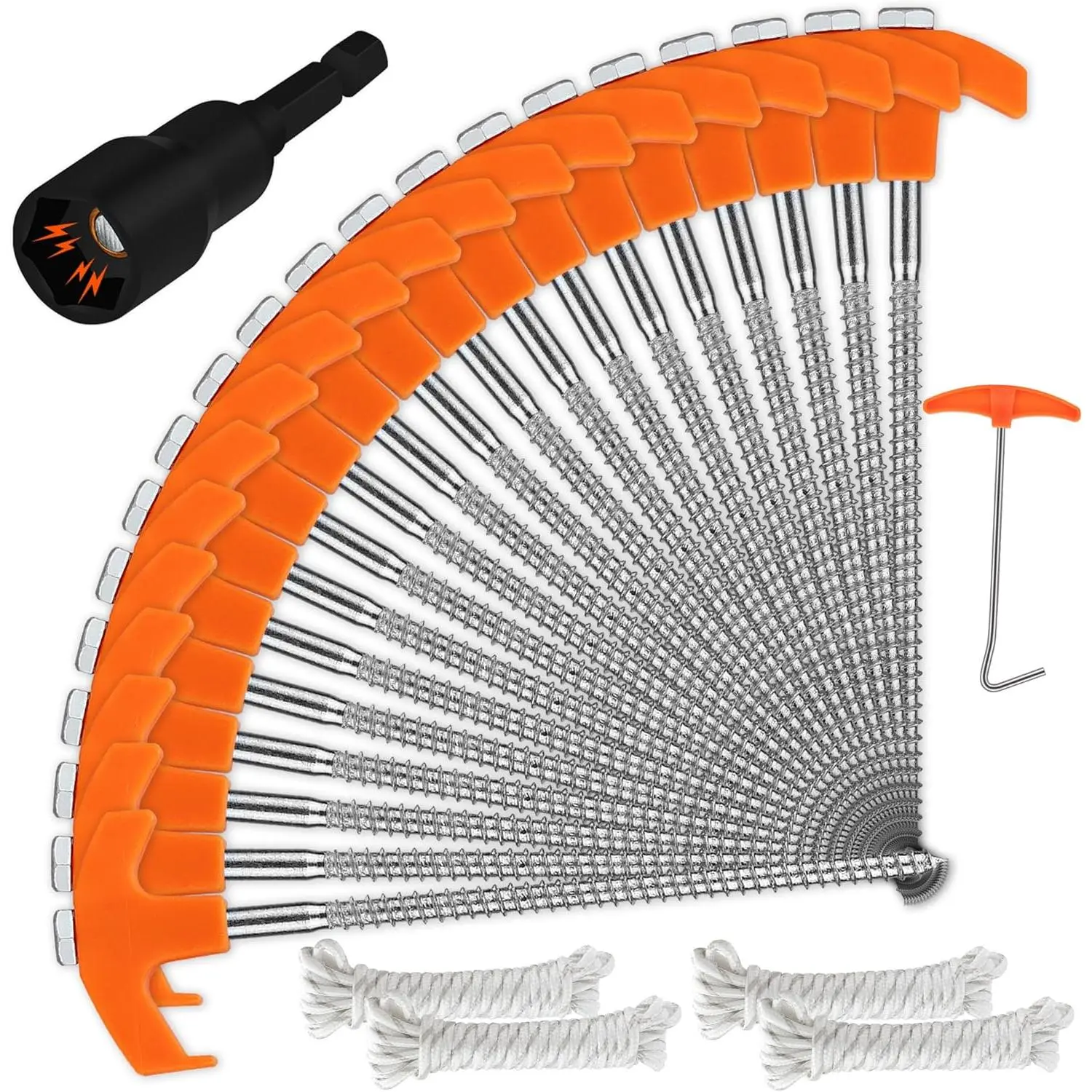 20 Pack 20CM/8-Inch Heavy Duty Camping Tent Stakes Awning Pegs with 4 x 13ft Rope, 1 Stopper and T Pull Hook for Outdoor Camping Hiking