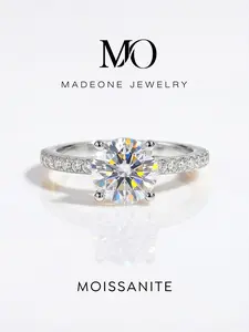 1 Pc Minimalist Four Prong Copper Ring with 1.0ct Synthetic Moissanite for Women Engagement Fine Jewelry