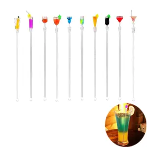 10Pcs Party Drink Stir Sticks, Multi Color Acrylic Cocktail Drink Swizzle Stir Sticks, Drink Accessories