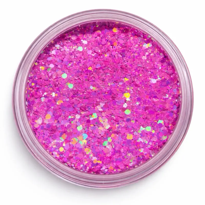 Reese & Riley Co. Drama Dust Premium Pink Iridescent Glitter Powder - Chunky Mix for Resin Art, Slime, Tumblers, Luxe Finish, Makers, Kids' DIY Crafts, Nail Art Supplies, A Little Goes a Long Way