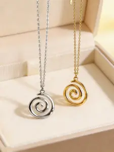 Elegant Geometric Spiral Circle Pendant Necklace, Modern Fashion Accessories, Perfect Gift for Girlfriend Mom Valentine's Day Birthday Party