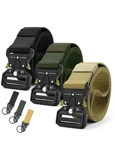 Men’s 3-Pack Tactical Belt | Heavy Duty Military Nylon Web Quick Release Metal Buckle Belt