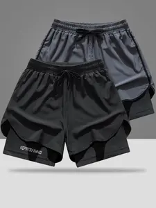 Two piece double layer design sports shorts with a loose outer layer and a snug lining combine perfectly for breathable, quick dry performance suitable for running, workouts, and everyday casual wear