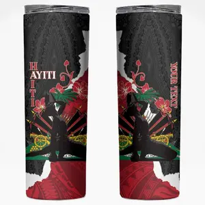 Personalised Ayiti Neg Marron Skinny Tumbler Dashiki Mix Polynesian Pattern
