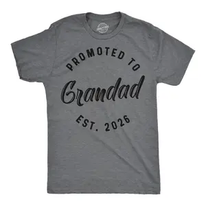 Mens Funny T Shirts Promoted To Grandad 2026 Sarcastic Grandpa Family Tee For Men Mens Funny T Shirts Cool Vintage Fashion T-Shirt Gift Classic Menswear Funny Grandpa Short Sleeve Novelty Tees for Guys Dark Grey