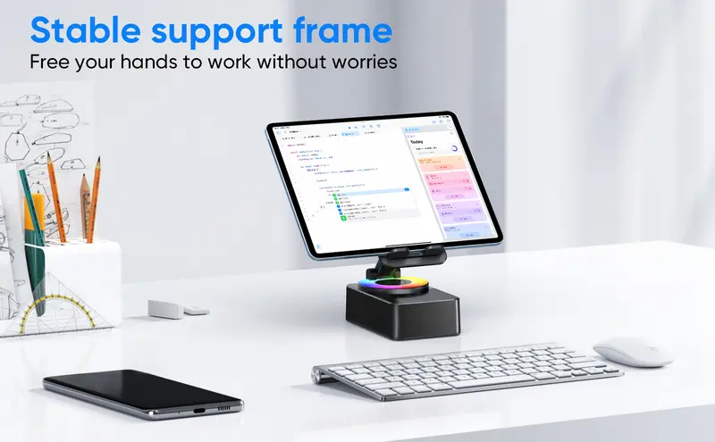 Product Introduction of IMOLI Wireless Audio Induction Bluetooth Speaker with Emergency Charging 5in1 Phone Holder Power Bank LED Nightlight for Tablet iPhone Android 5.3 Connectivity 1500mAh Battery 100Hz-20kHz Frequency Response New Design Durable Smart Device 10