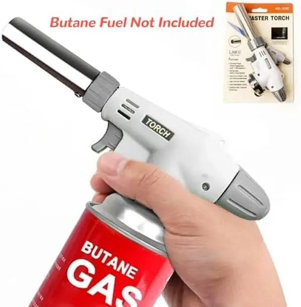 Butane Kitchen Torch Lighter, Adjustable Flame Refillable Culinary Cooking Torch for Baking, BBQ & Desserts