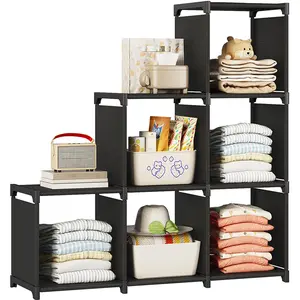 Closet 6 Cube Storage Organizer Portable Closet Shelves Cabinet for Bedroom Living Room Office,Black (35.8L x 11.8W x 37.4H) Deals For You Days