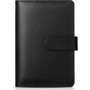 - Planner A6 Black Leather Refillable Notebook Cover, 6 Ring Binder
