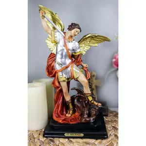 Large Archangel Saint Michael Slaying Lucifer Satan Statue With Brass Name Plate