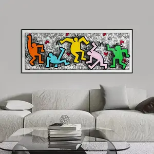 Display Board Compatible with Art 31216 Keith Haring Dancing Figures – Premium Acrylic Wall Frame for 5 Minifigures | Horizontal Hanging Frame Only, No Figures or Bricks Included
