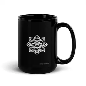 Glossy Black Ceramic Cup, 15oz Stylish Drinkware - Reusable, Lead-Free, Microwave-Safe Kitchenware Mug for Morning Java and Drinks