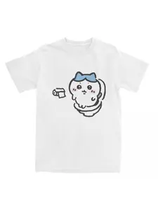 Chiikawa toilet time T-shirt Harajuku fashion casual retro men's and women's short sleeved super street top unisex top