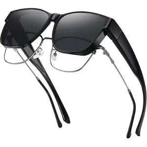 Polarized Sunglasses Fit Over Glasses for Men Women, Oversized Square Sun Glasses UV400 Protection Shades