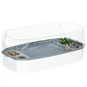 Multi-Functional Reptile Turtle Tank Kit - Full-View Habitat with Basking Platform, Water Pump, Filter Layer Design, Easy-Clean Feature, Simple Water Change Function